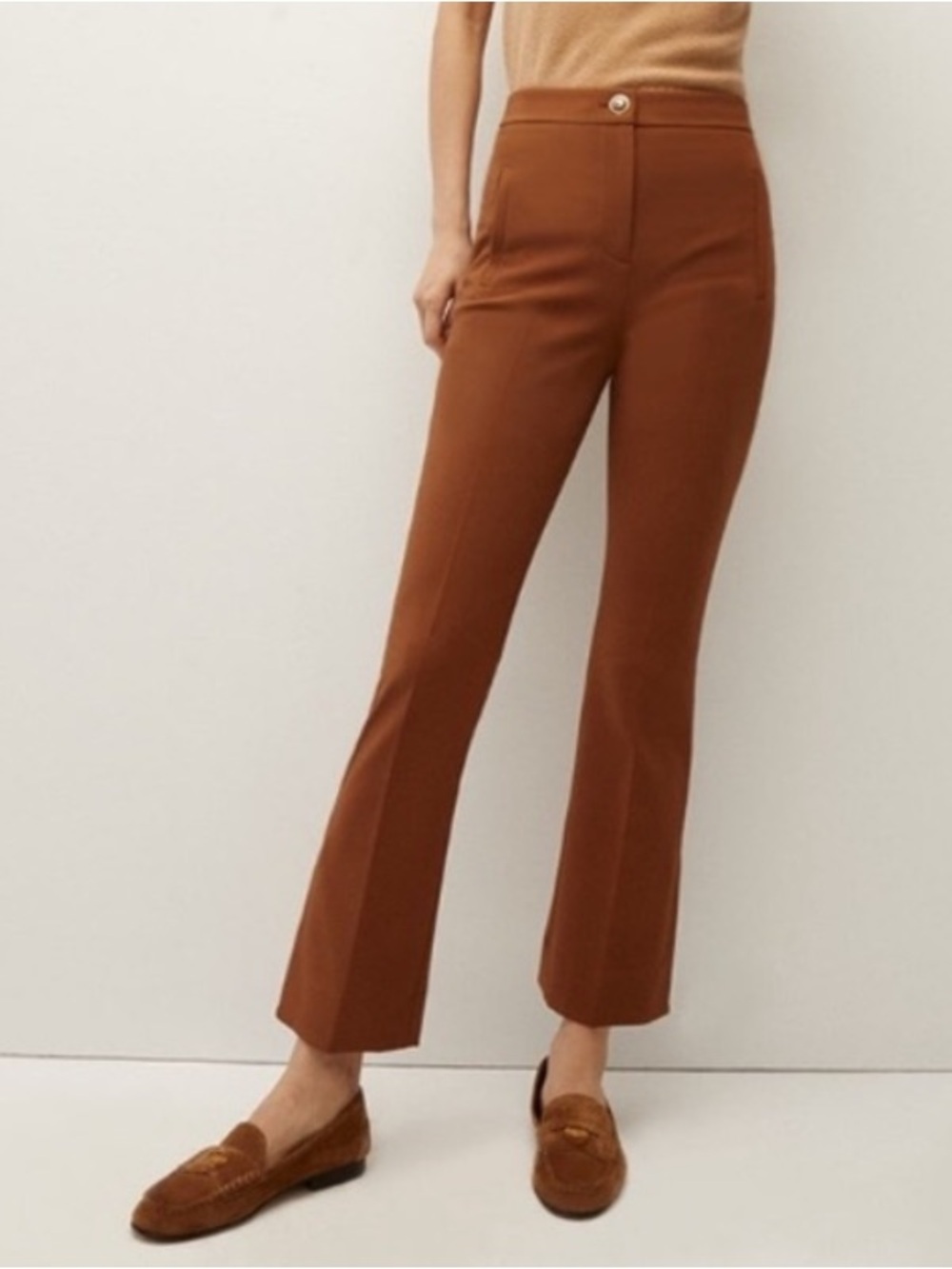 Veronica Beard Arte Flare Slit Hem Pants in Dark Ochre Size US 6